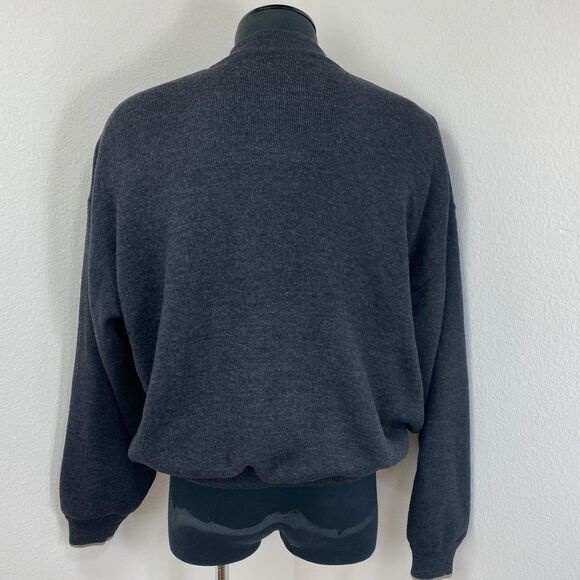 Carnoustie Dark Gray Black Wool Blend Pullover Sweater Lg Long Sleeves 1/4 Zip - Picture 9 of 16